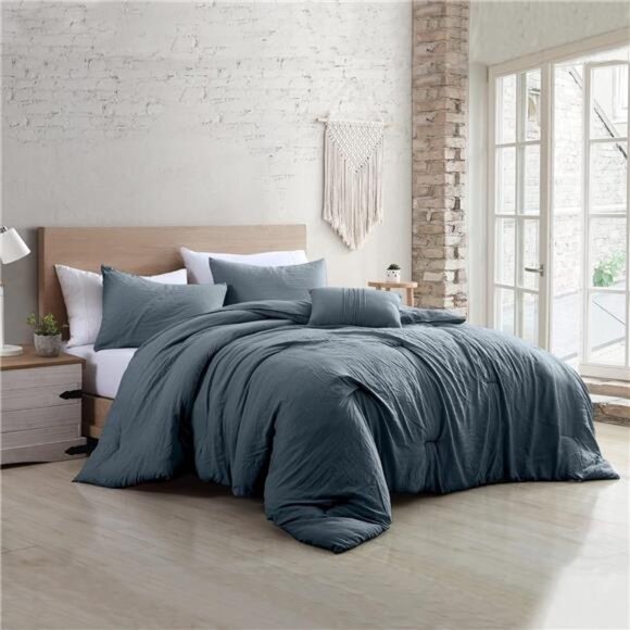 Modern Threads 4-Piece Garment-Washed Comforter Set Beck Denim Queen - Picture 1 of 7